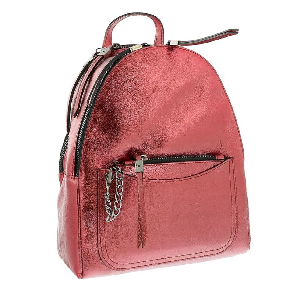 Pierre Cardin Red Leather Medium Fashion Metallic Backpack
